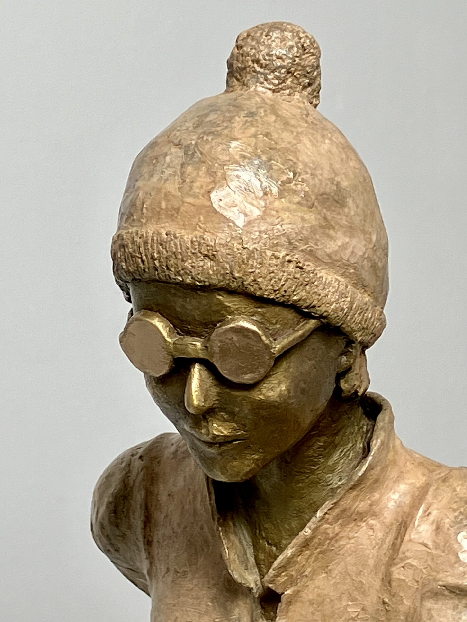 la skieuse nordique sculpture bronze tete